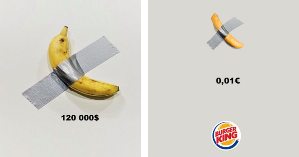 Burger King crée une parodie de l’œuvre de Maurizio Cattelan